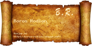Boros Rodion névjegykártya